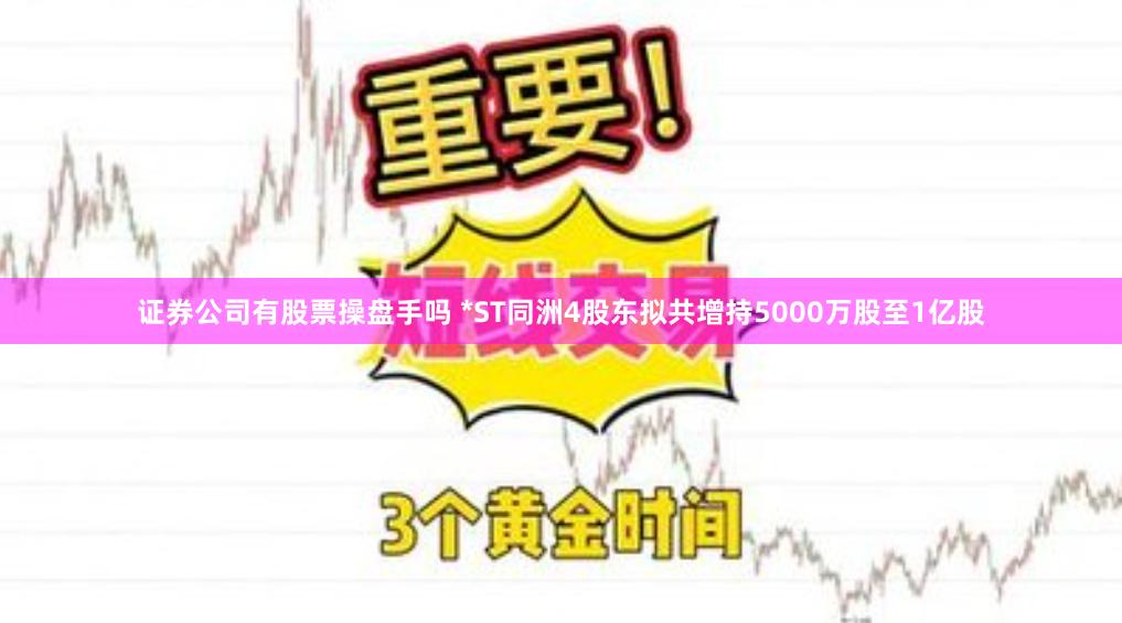 证券公司有股票操盘手吗 *ST同洲4股东拟共增持5000万股至1亿股